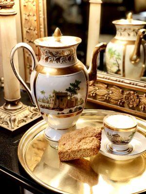 Old Paris porcelain may not be everybody's cup of tea or coffee but this richly painted service is hard to resist.