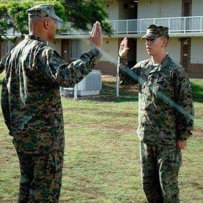 Me re-enlisting for my second term as a US Marine.