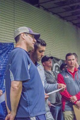 Mike Porzio observes Clubhouse athletes alongside college coaches and MLB scouts