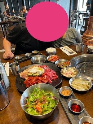 A4 - Meat Combo $58 (good); free salad, dipping sauces and banchan (so yummy)