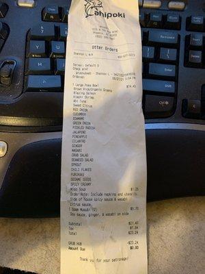 The receipt...the main item was missing