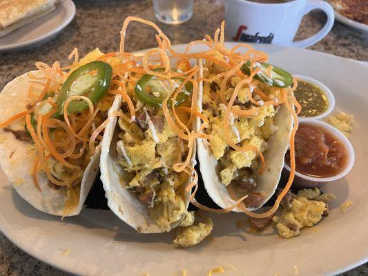 Breakfast Tacos with chicken sausage