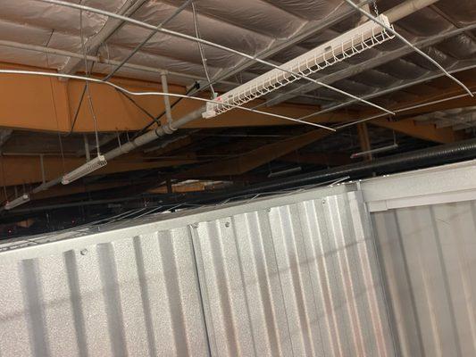 Opened ceiling of storage units