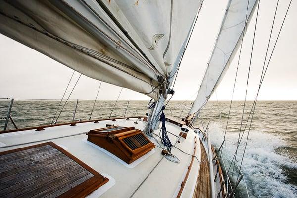 Fresh morning breeze as we sail towards Angel Island from Berkeley.