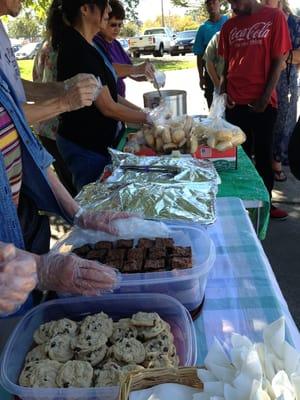 Donated and/or cooked by the people who are serving.