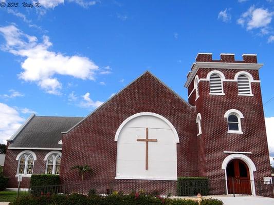 The church, as seen from the street.