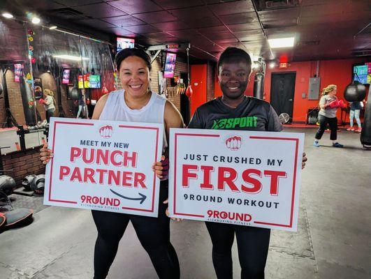 Brittzilla & Hurricane brought their A game for a dynamic punch partner workout at 9ROUND Kickboxing Fitness in Fairlawn, Ohio