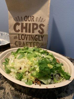 Burrito Bowl and chips