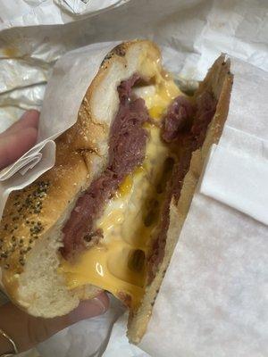 Corned beef egg and cheese