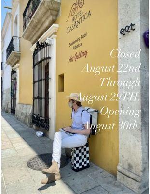 Closed for Vacation August 22nd through August 29Th. Looking forward to seeing our valued customers when we reopen on August 30Th .