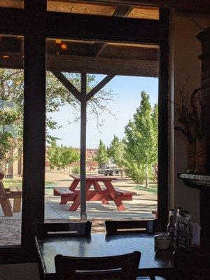 Outside patio from inside view