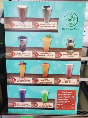 Boba Tea Menu