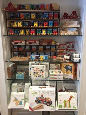 Alphabet blocks and wooden toys