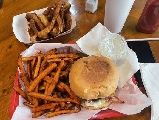 Combo #2 with Sweet Potato Fries and Onion Rings