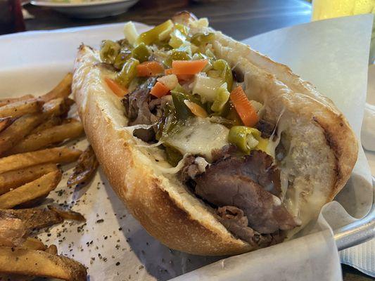 Italian Beef With Hot Giardiniera and Cheese