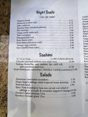 menu