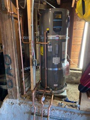 Hybrid water heater installation