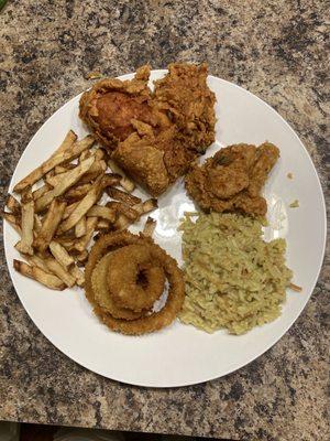 My plate when I took it home. My wife made the rice.