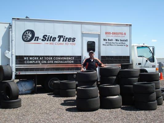 On-Site Tires is mobile.We sell and Install all tires on all model vehicles including standard, van, luxury and racecars