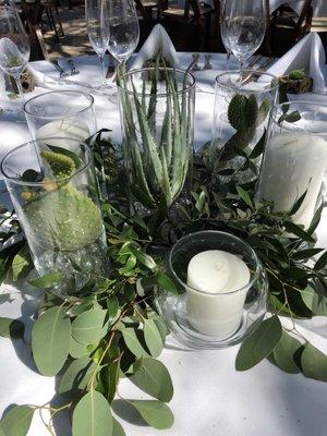 Wedding centerpiece - cacti and greens