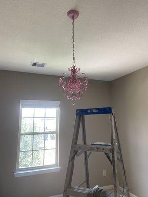 Bedroom restored after the entire ceiling was lost due to hurricane.