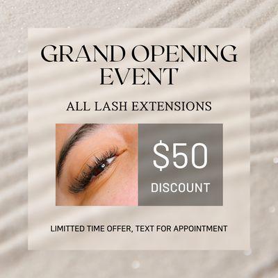 Grand opening event - All lash extension $50 discount (*new set)