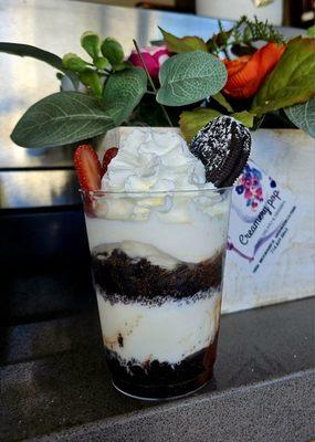 Chocolate Cake in a cup with gelato