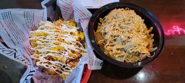 Kimchi Fries and ugly Ramen on the right