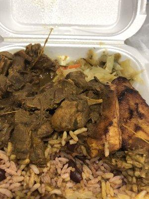 Curry goat, as you can see my husband took a mouthful before I could snap a picture lol