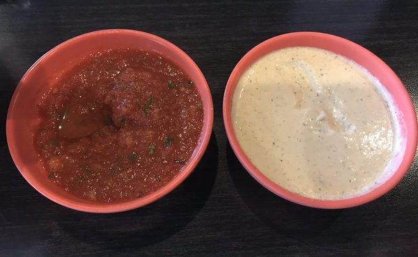 Salsa and white dip