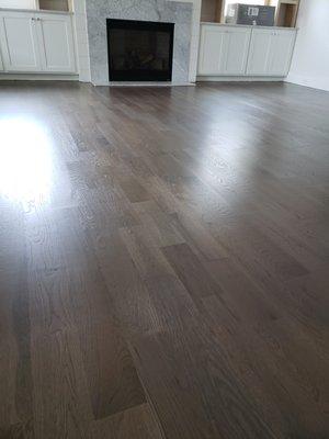 Beautifully finished with a mixed gray and brown stain!