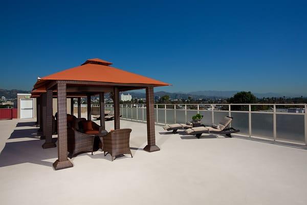 Lounge area and beautiful view on Roof Top Terrace.