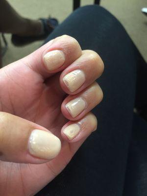 Smudged nails even 2 hours later, when they were dry and no activity