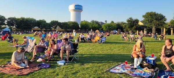 Socially distanced crowd for 70s Night Out, the June event for Addison After Dark.