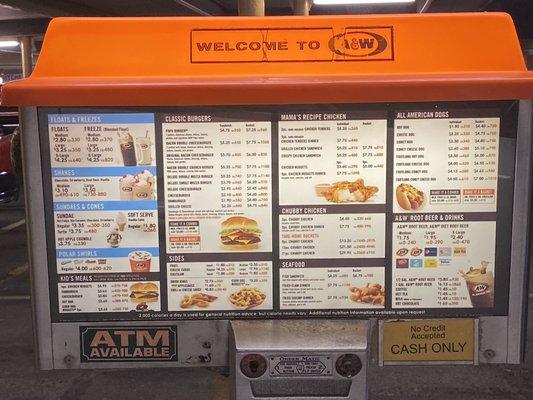 A&W menu as of May '21