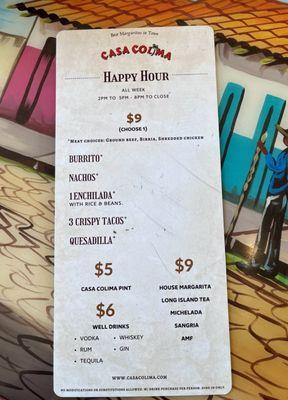 Happy Hour Menu