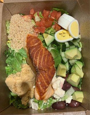 Mediterranean Quinoa Bowl with salmon