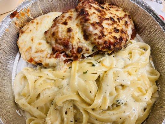 DoorDash: Eggplant parmesan sub fettuccine alfredo $2.25 extra