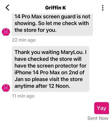 Shoutout to Griffin K with online Tech Support