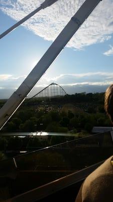 The crest of Steel Force's lift at an even 200ft tall.