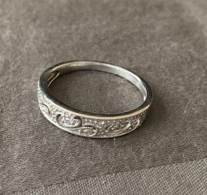 Filigree ring sized up, with new gold added to band.