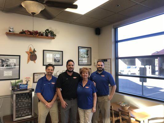 Our Goodyear team (December 2017) Kent, Adam (manager), Patti and Evan.