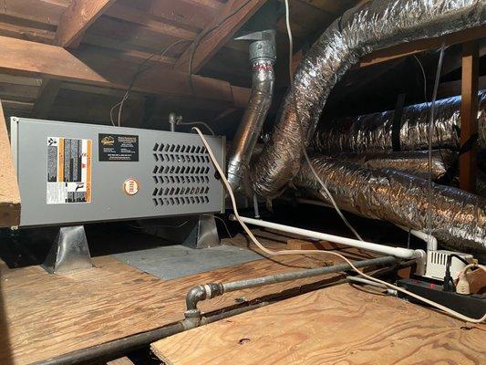 Payne furnace installed in attic