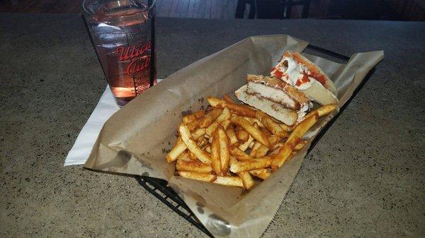 Chicken Parm Panini with fries