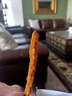 These are my chicken strips I just got home with. Or should I say chicken jerky?