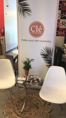 our 'waiting room' set-up at the RedBike event for guests to hang before their facial treatment