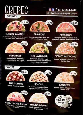 Crepe Menu