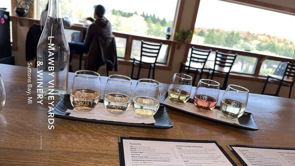 Our two flights sitting on our table overlooking the winery.