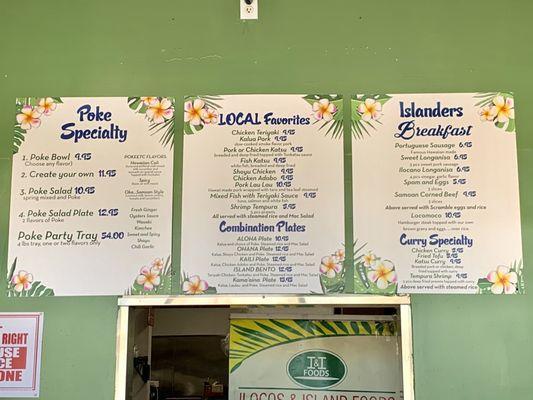 Updated menu as of March 1st, 2021