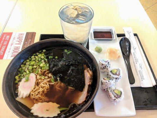 Tabo Sushi & Noodles: $15.50 COMBO - full SHOYU RAMEN & half TUNA & AVOCADO roll